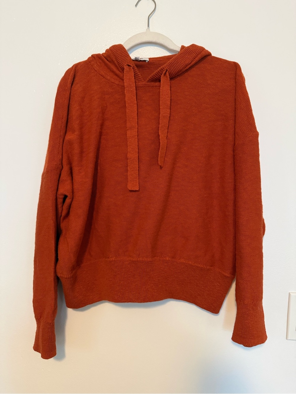 Madewell Women’s Rust Orange 100% Cotton Hooded Sweater Large